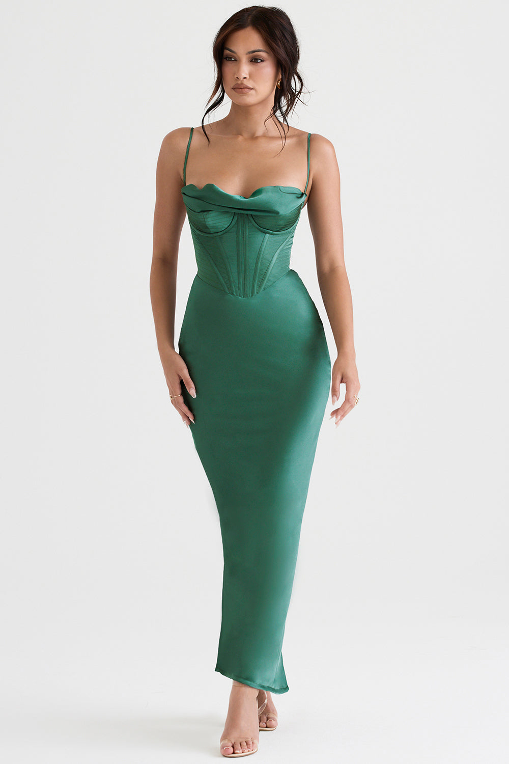 Elegant Corset Maxi Dress-Green