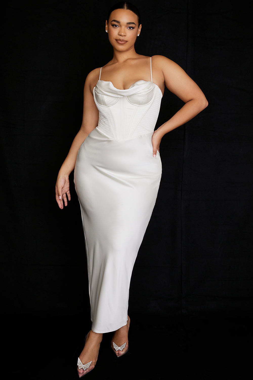Elegant Corset Maxi Dress-White