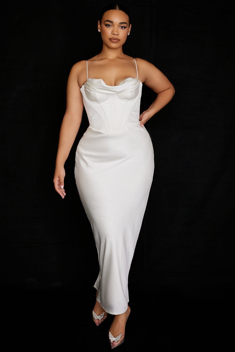 Elegant Corset Maxi Dress-White