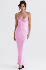 Elegant Corset Maxi Dress-Rose Pink