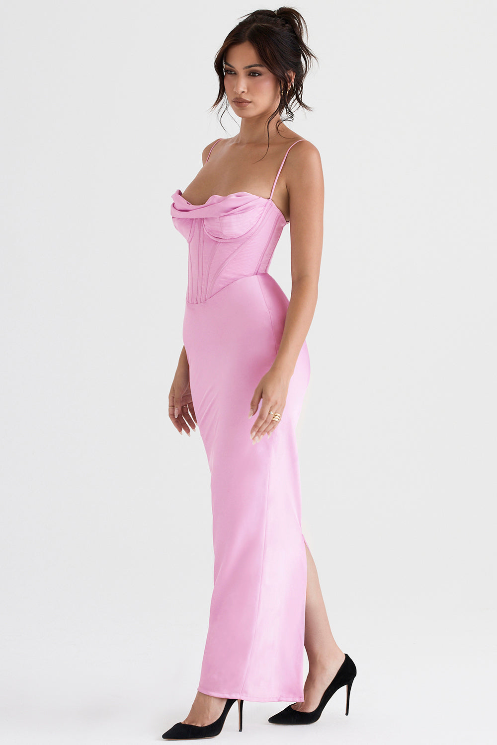 Elegant Corset Maxi Dress-Rose Pink