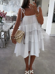 Ruffled Tie Shoulder Mini Dress