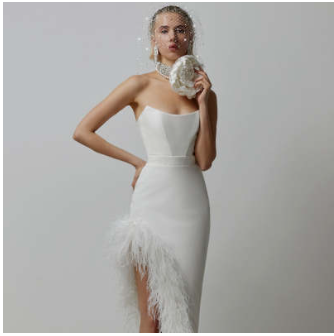 Strapless Feather Bandage Midi Dress