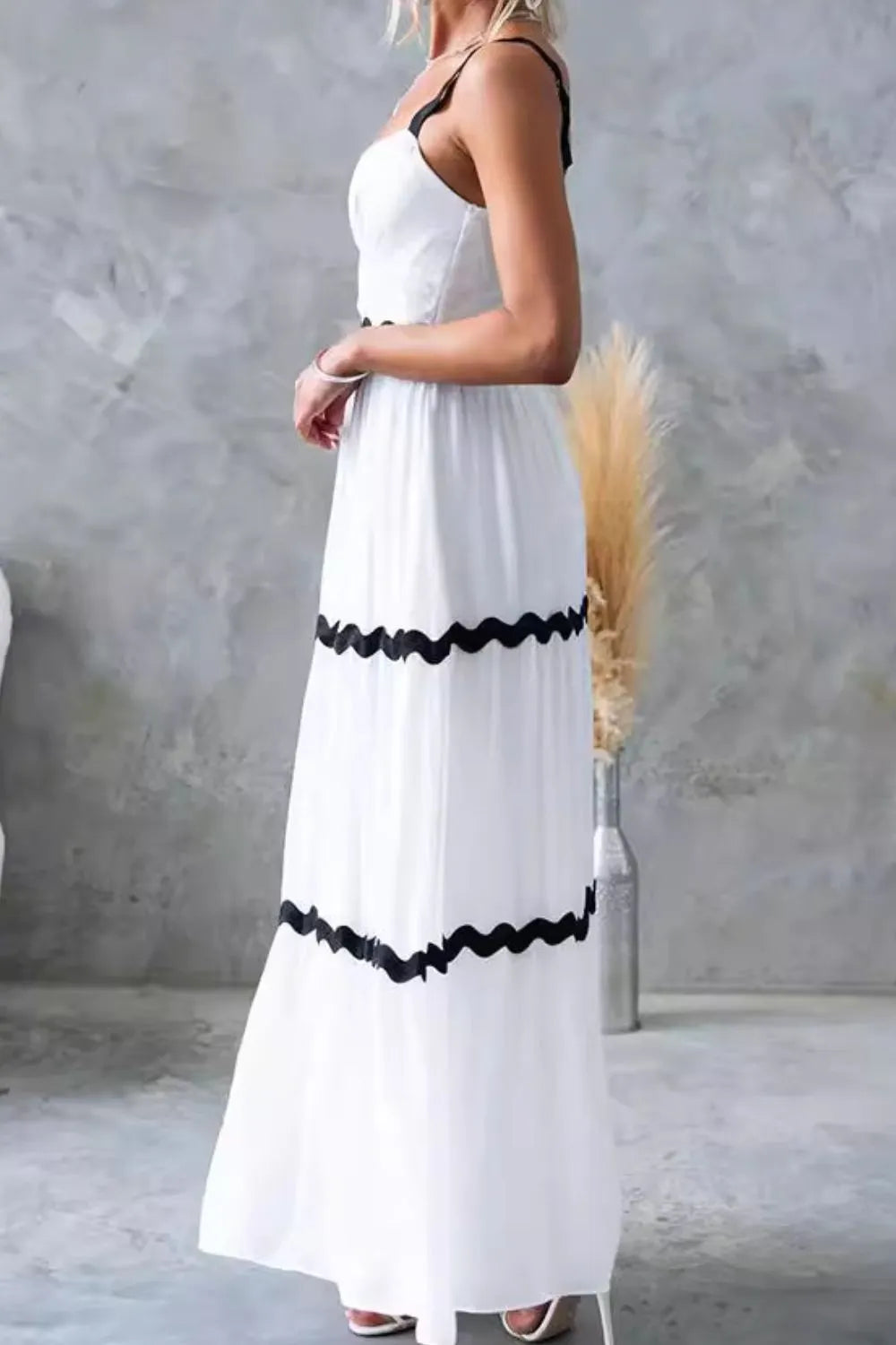 Tiered Maxi Dress with Scalloped Trim