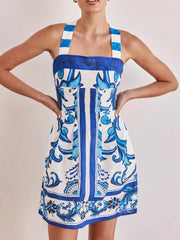 Printed Square Neck Mini Dress