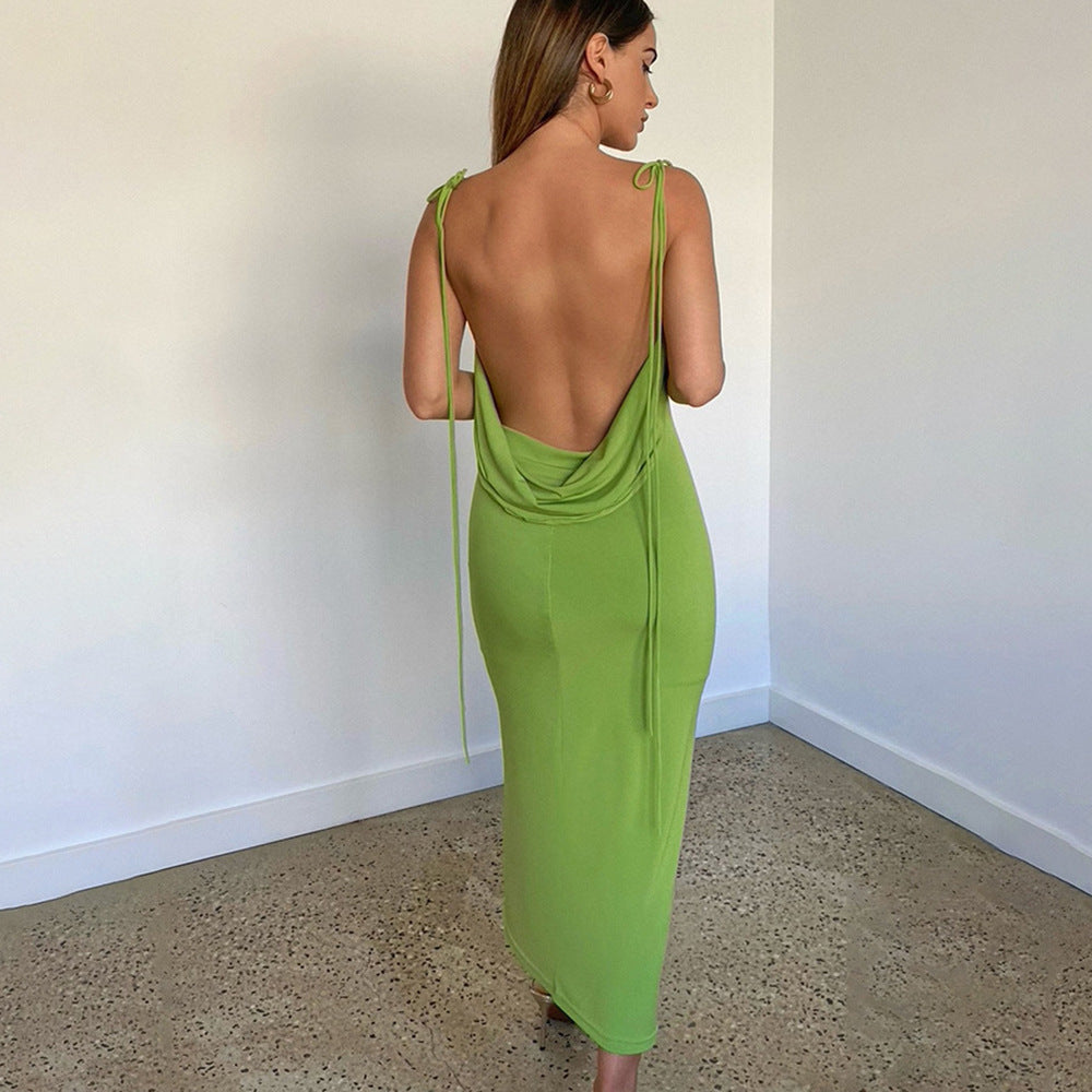 Cassey Sexy Hollow Halter Sling Dress