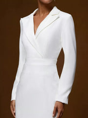 Ruffled Hem Long Sleeve Midi Blazer Dress
