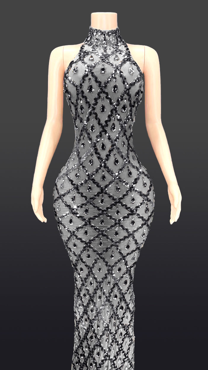 Charming Rhinestone Party Dress