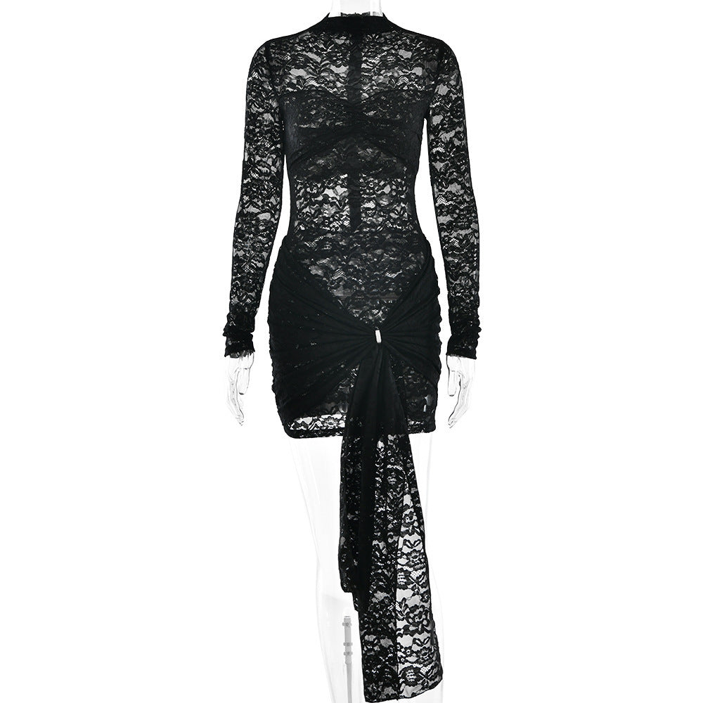 CHESIA BLACK MESH PARTY DRESS