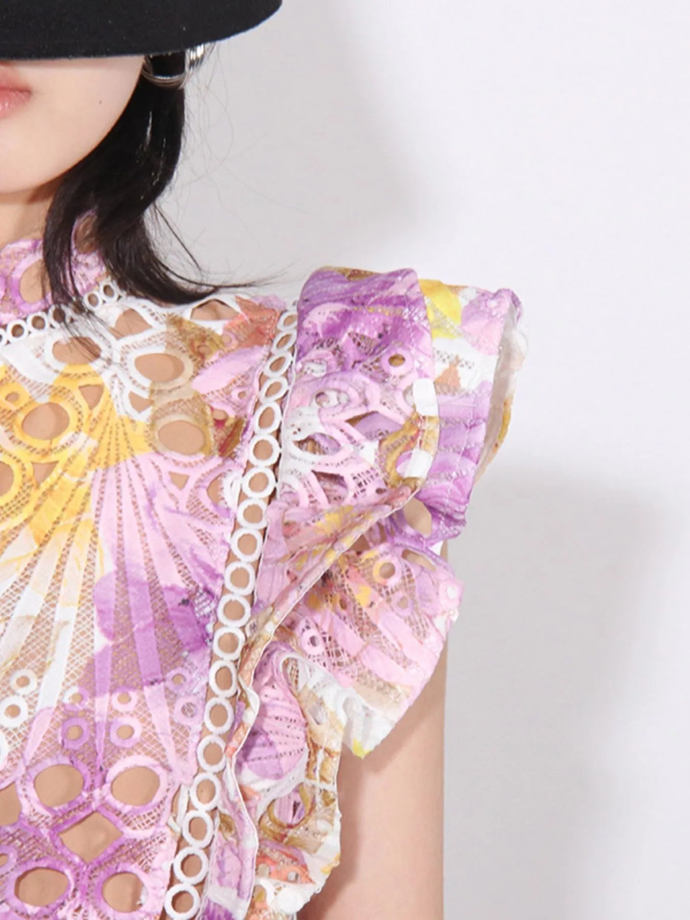 Ruffled Hollow Out Tiered Midi Dress