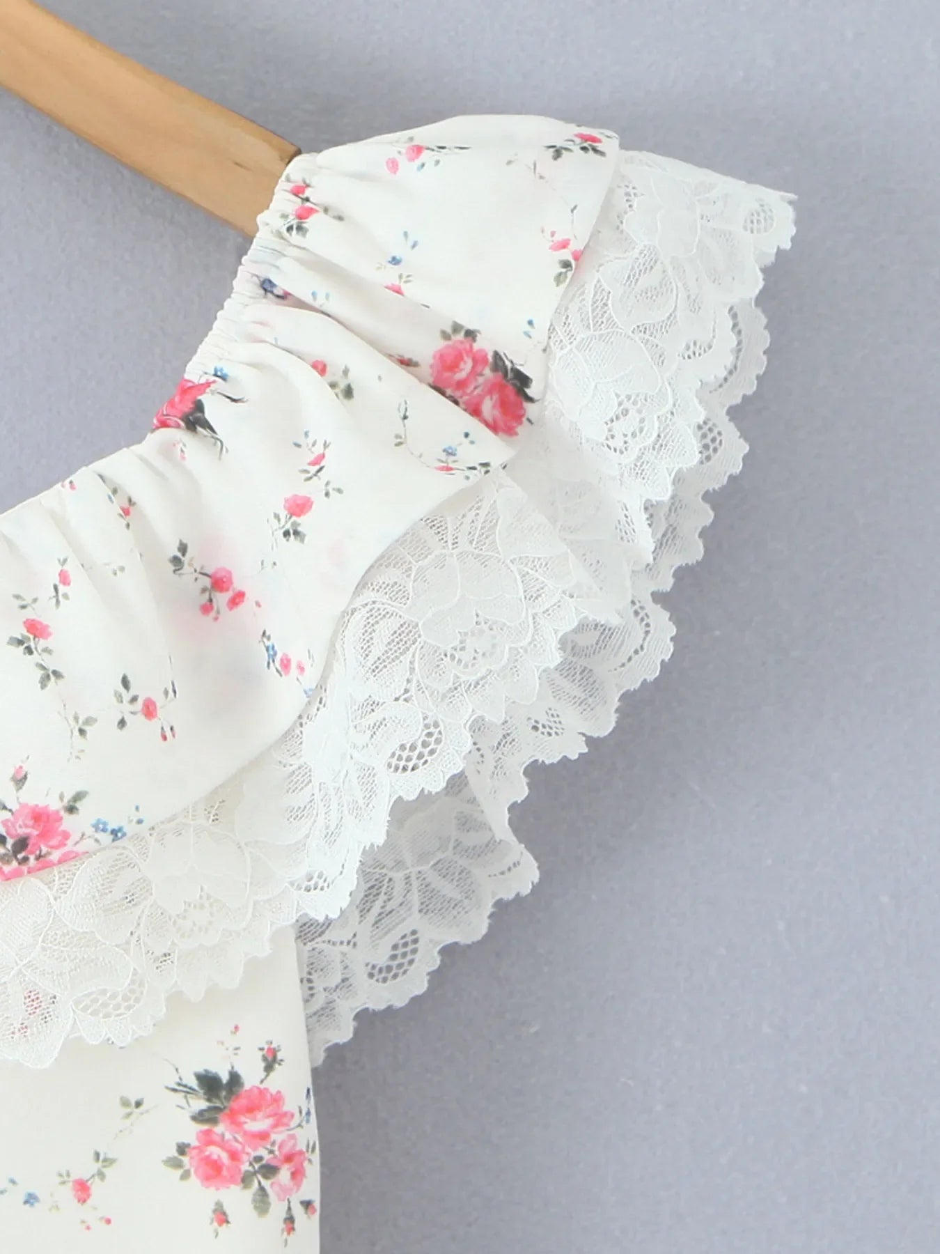 Off-Shoulder Floral Lace Trim Mini Dress