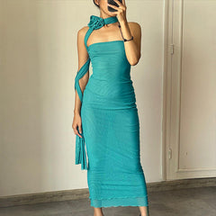 Rose Ribbon High Waist Dress