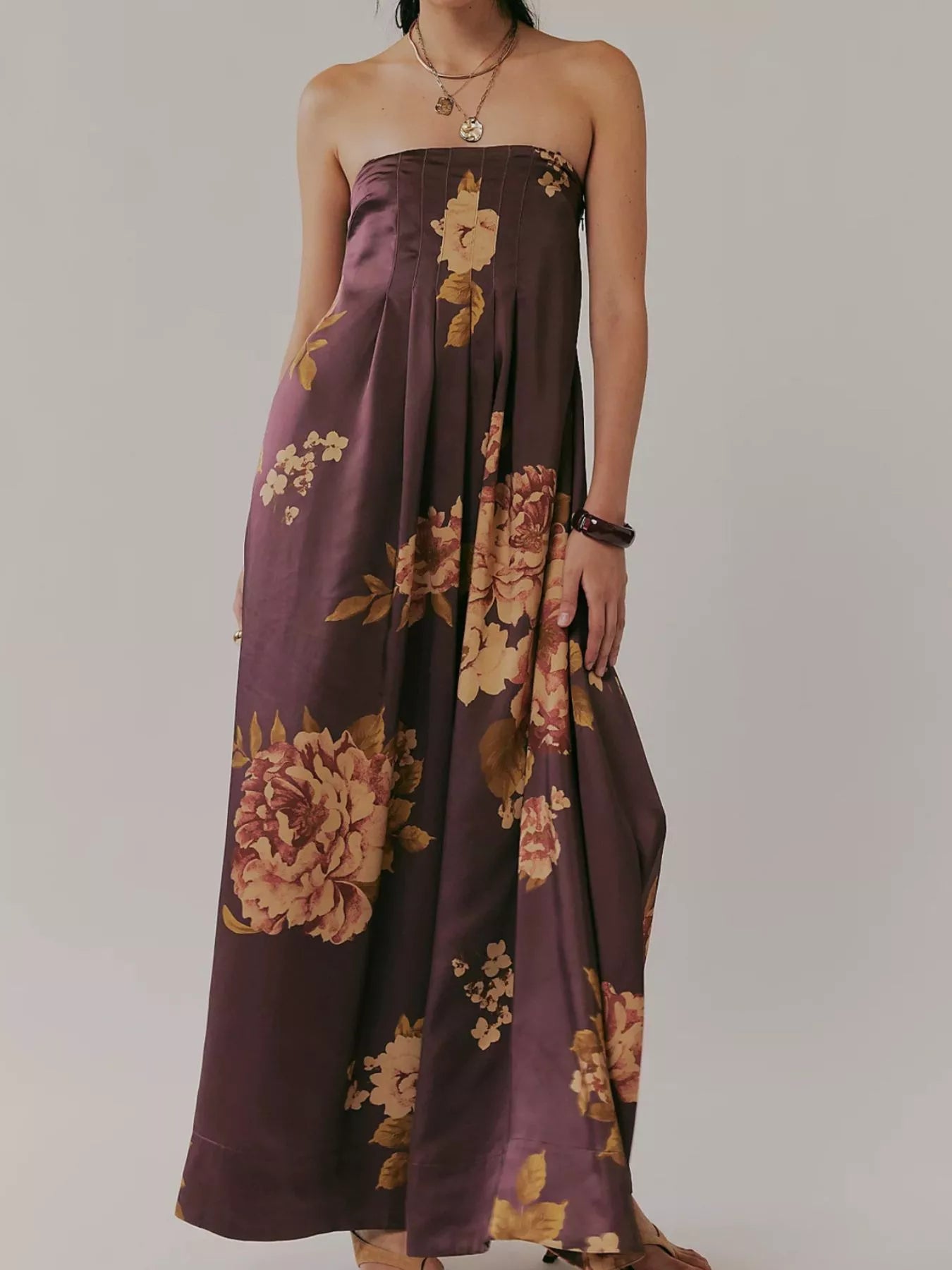 Floral Print Sleeveless Maxi Dress