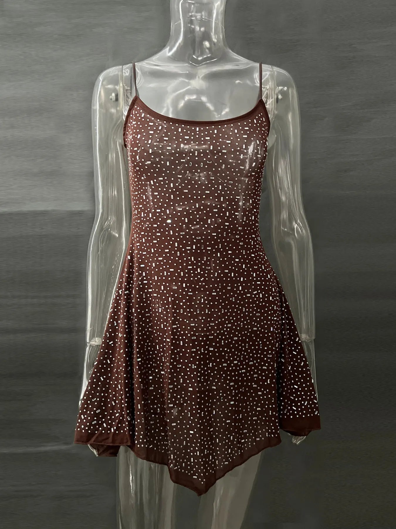 Rhinestone Decor Mini Cami Dress