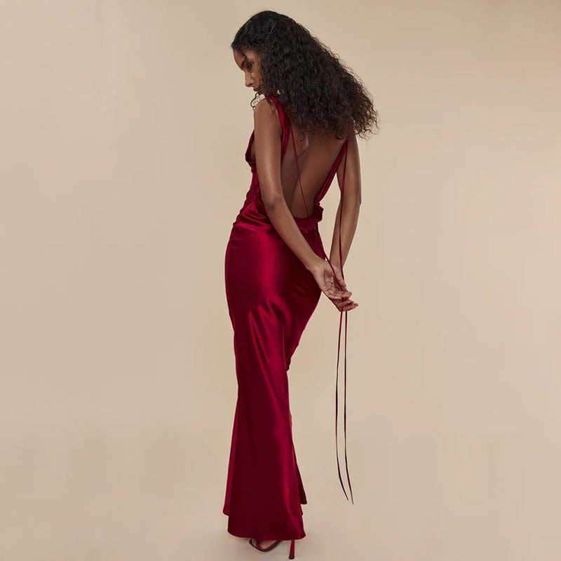 Backless Evening Lace Up Long Dress