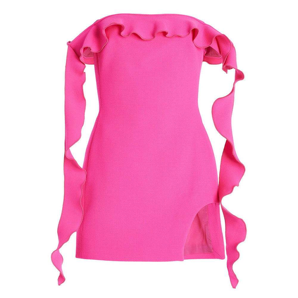 Three-dimensional Ruffle Bandage Dress
