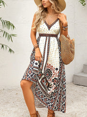 Printed V-Neck Midi Cami Dress