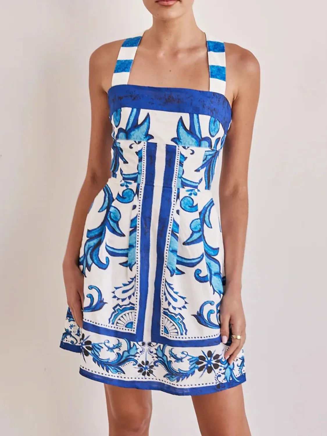 Printed Square Neck Mini Dress