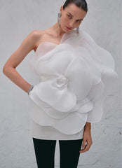 Clariyu High-end Oblique Shoulder Decorative Flower Dress