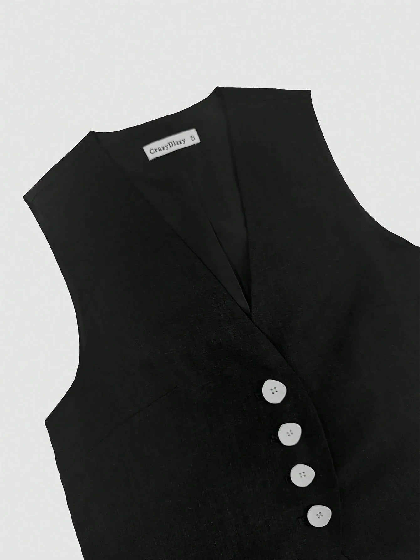 V-Neck Button Detail Vest and Skirt Two-Piece Set