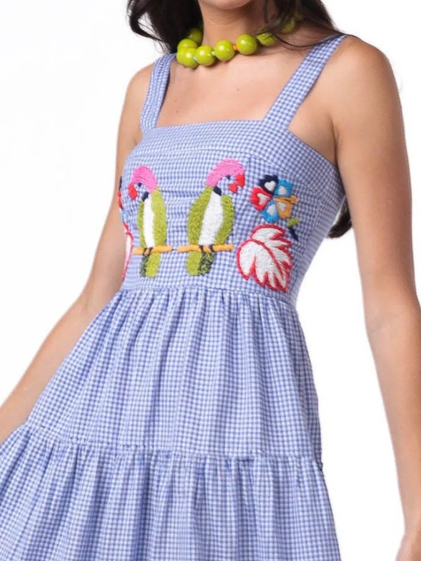 Embroidered Square Neck Tiered Maxi Cami Dress