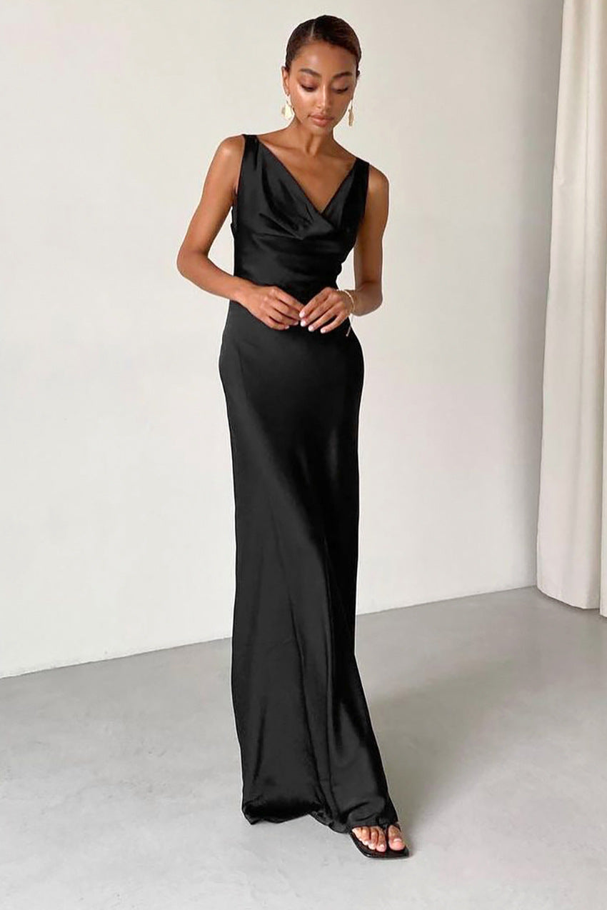 Chic Backless Ice Cream Sof Black Dress