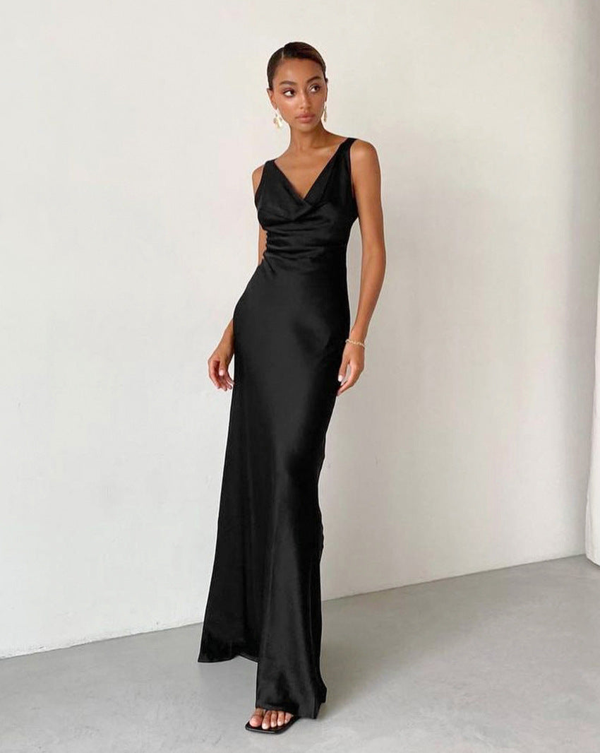 Chic Backless Ice Cream Sof Black Dress