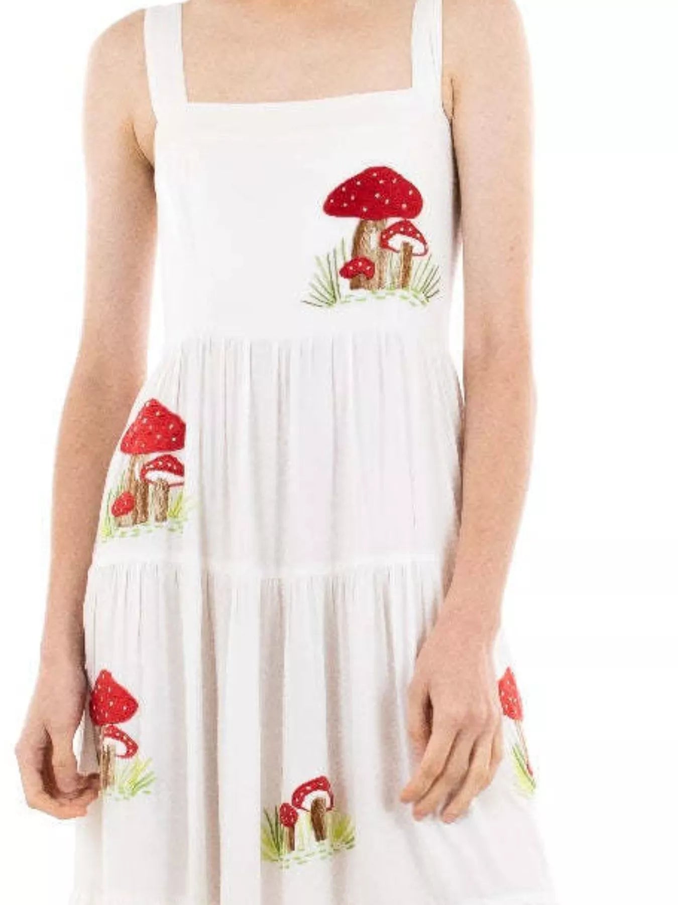 Embroidered Square Neck Tiered Maxi Cami Dress