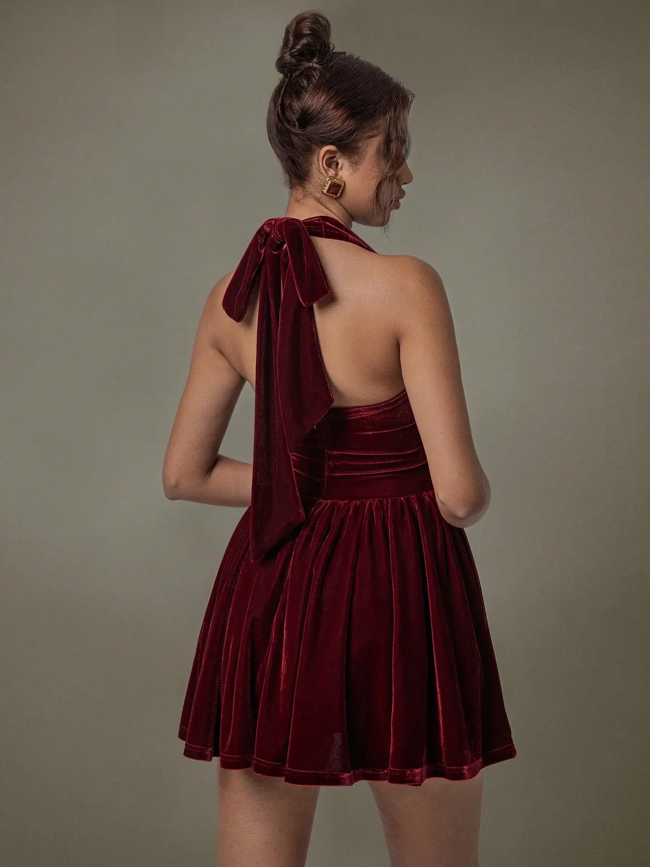 Velvet Halter Skater Dress
