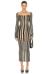 KALIA STRIPED MIDI DRESS