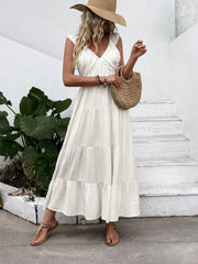 V-Neck Sleeveless Tiered Dress
