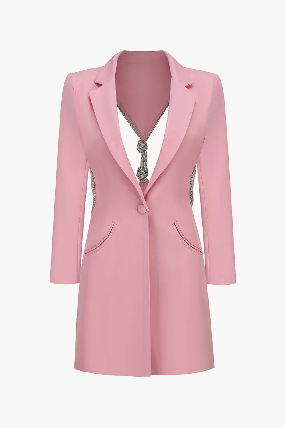 Open Back Slit Mini Blazer Dress