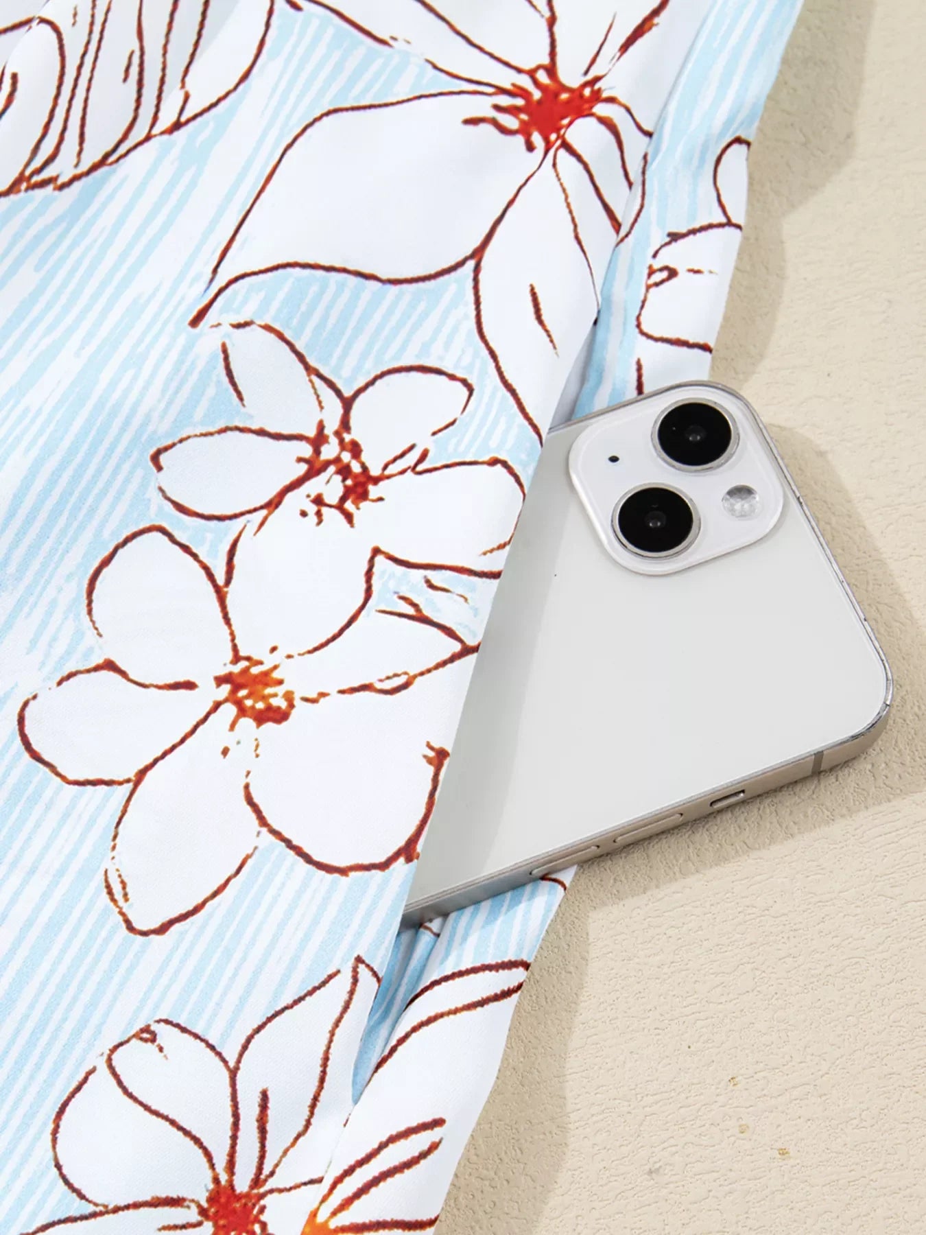 Floral Print Tie Neck Long Sleeve Mini Dress