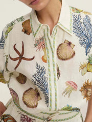Printed Button Up Shirt and Shorts Set