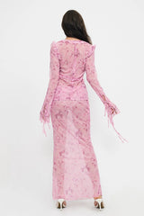 Strappy Lace V-neck Top  Chiffon Printed Dress Suit