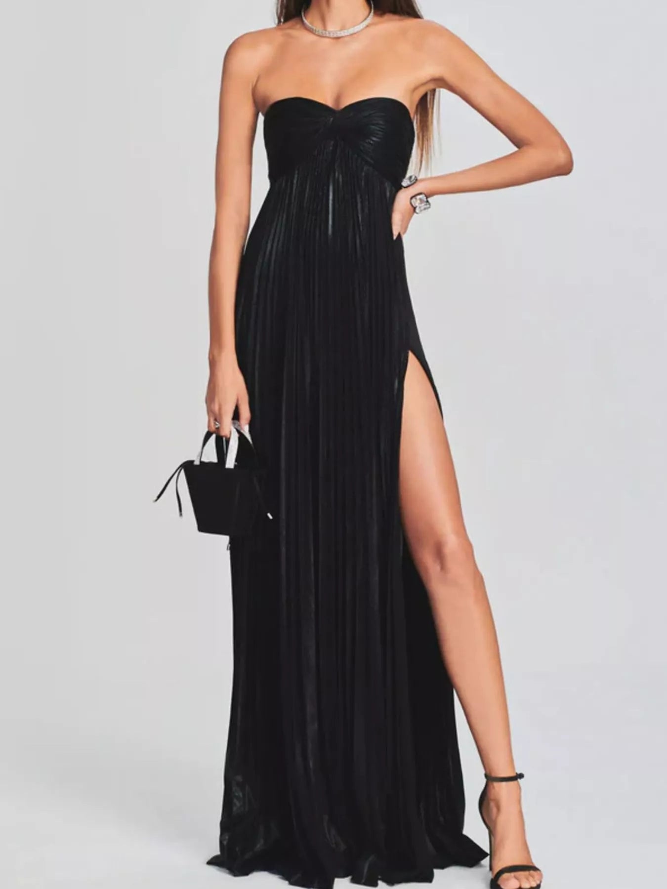 Split Sweetheart Neck Tube Maxi Dress