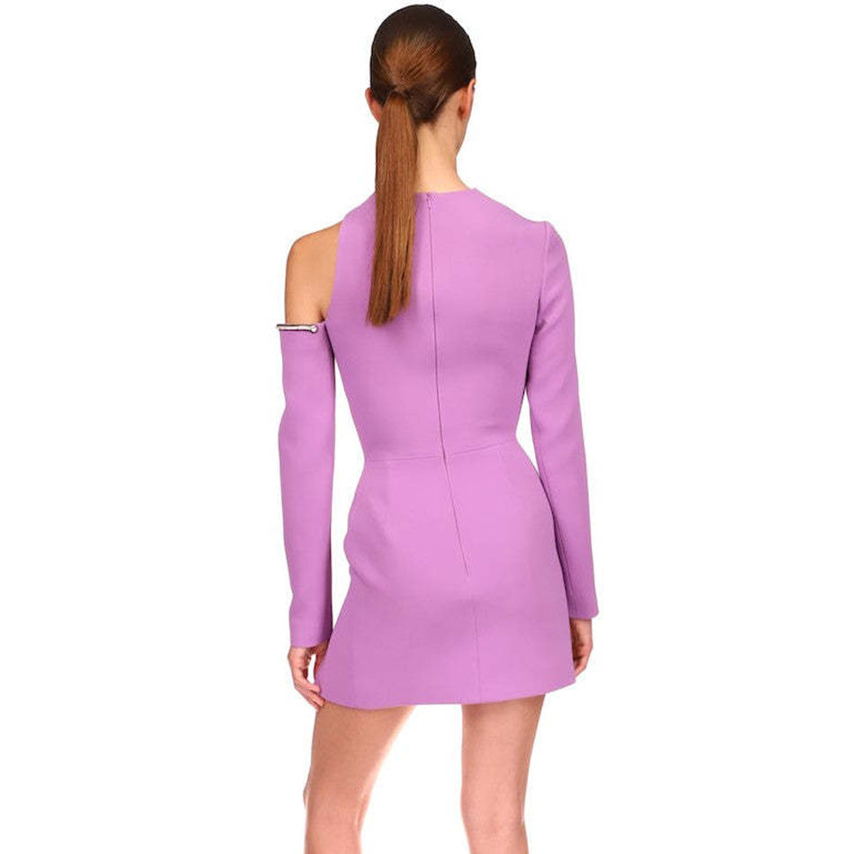 One-shoulder Round Neck Rhinestone Dress