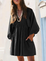 Textured V-Neck Mini Dress