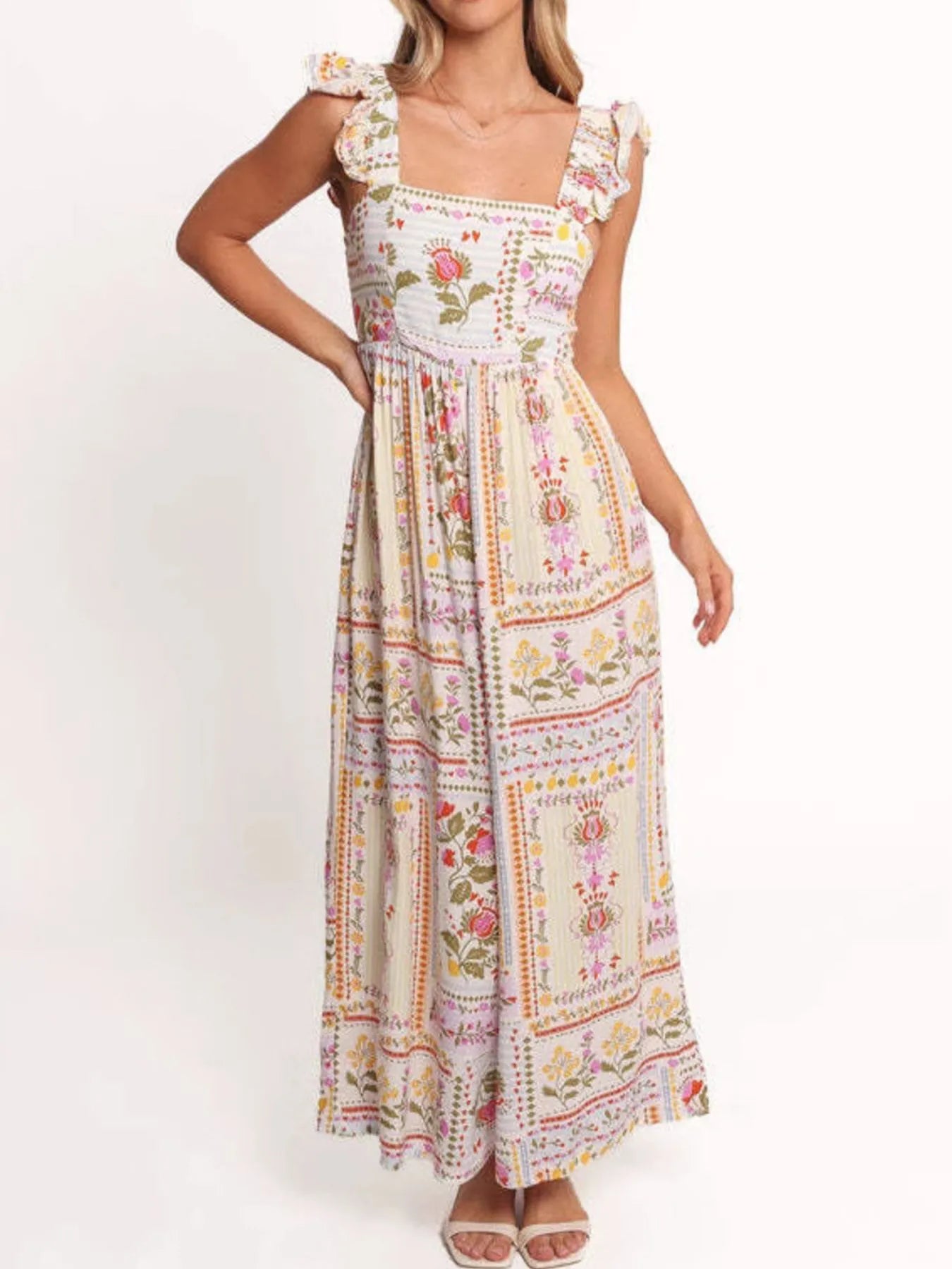 Floral Print Ruffle Strap Jumpsuit