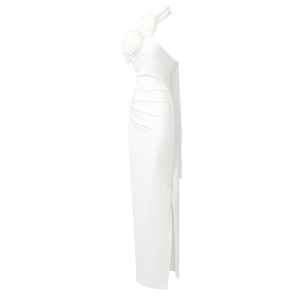 DVEN ONE SHOULDER CELEB SLIT DRESS