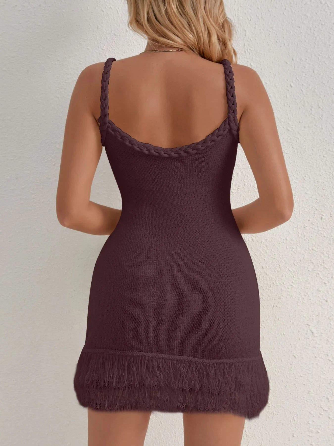 Fringe Hem Knit Cami Dress