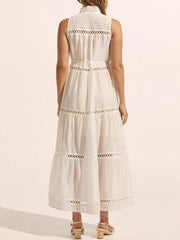 Hollow Out Sleeveless Midi Dress