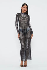 See -through Mesh High -waist Slim Elite Dress
