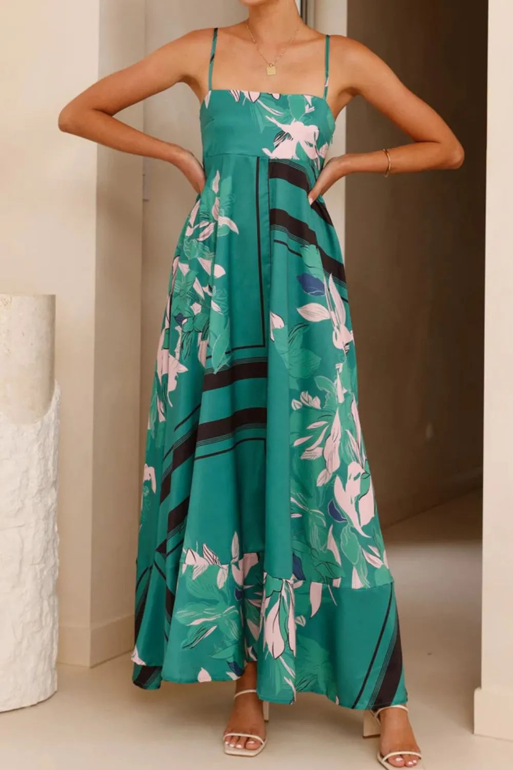 Printed Square Neck Cami Maxi Dress
