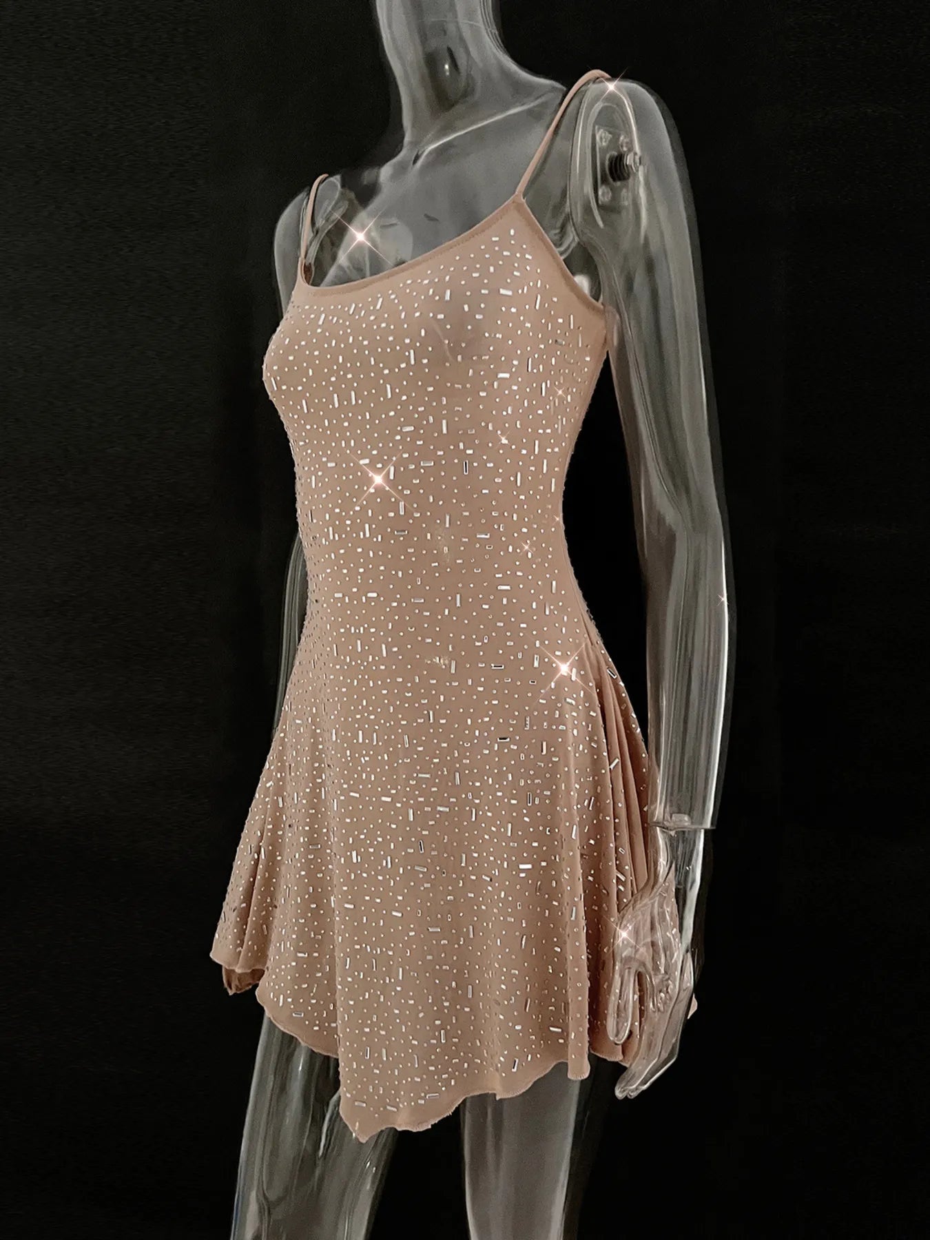 Rhinestone Decor Mini Cami Dress