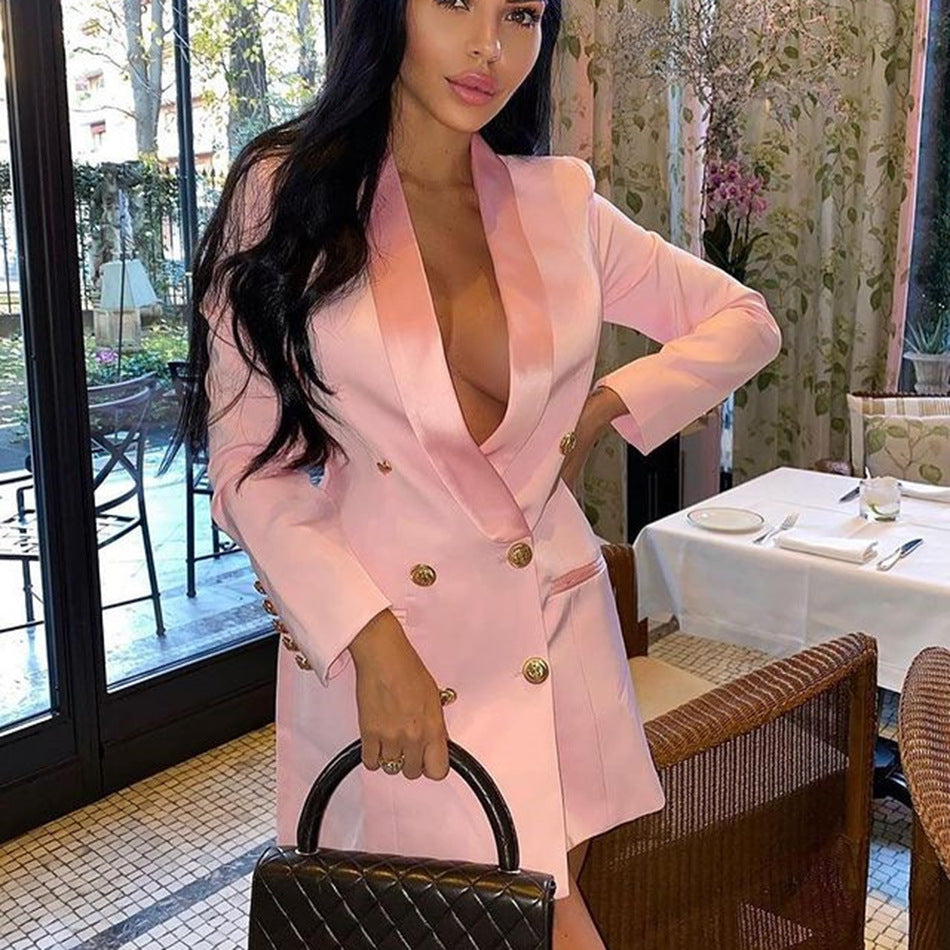 Long Sleeve Deep V-neck Elegant Blazer