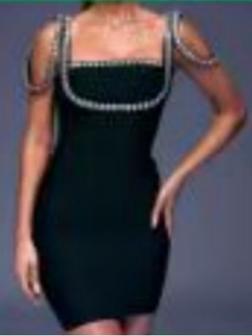 Dessa Beaded Black Mini Dress