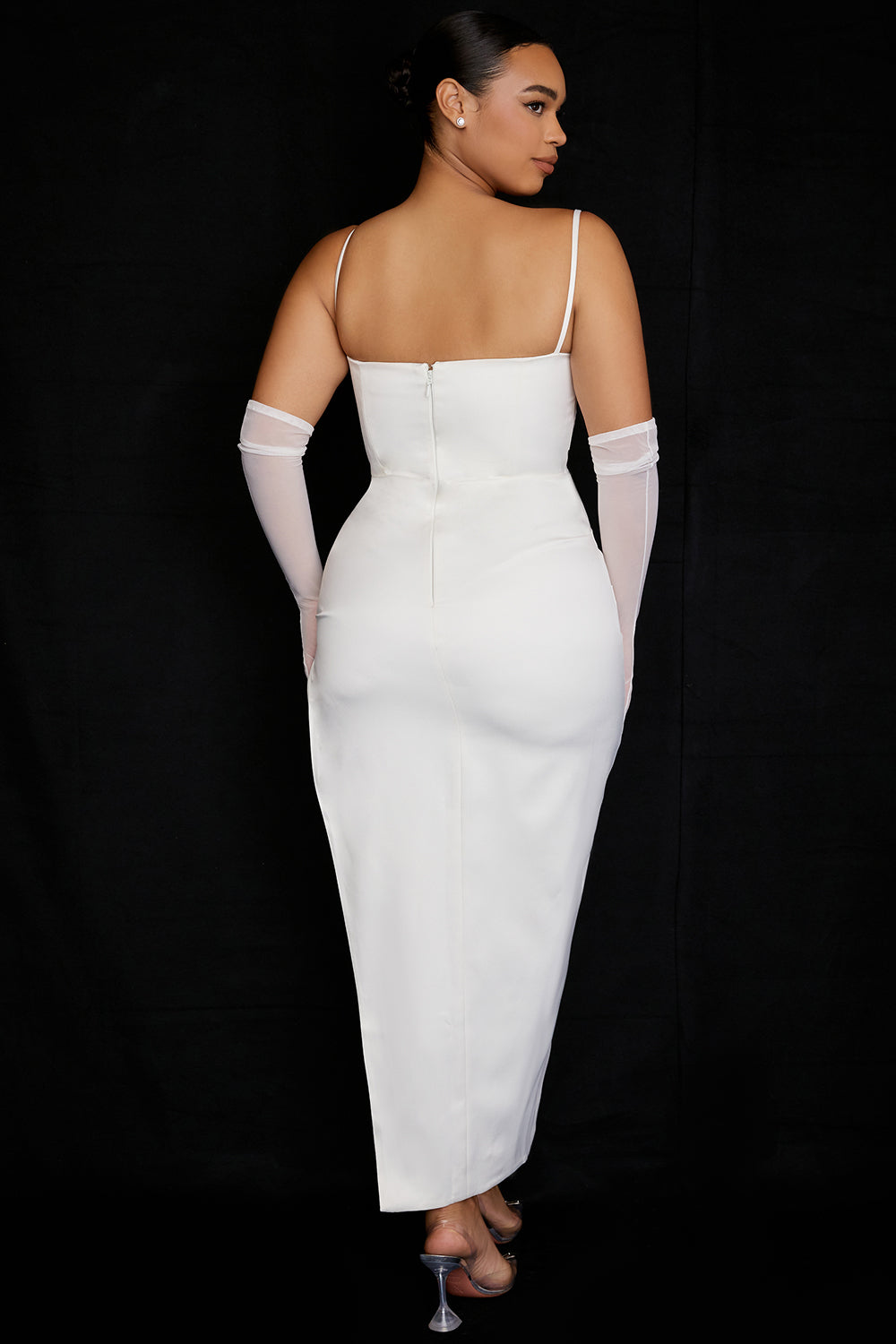 ALESYA IVORY WHITE SATIN CORSET DRESS