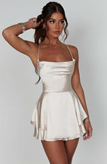 Halter Satin Backless Elegant Short Dress