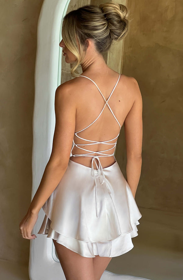 Halter Satin Backless Elegant Short Dress
